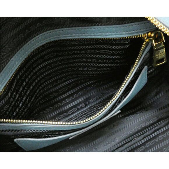 Prada Vit.daino Mini Boston Bag Leather Blue - Picture 10 of 11